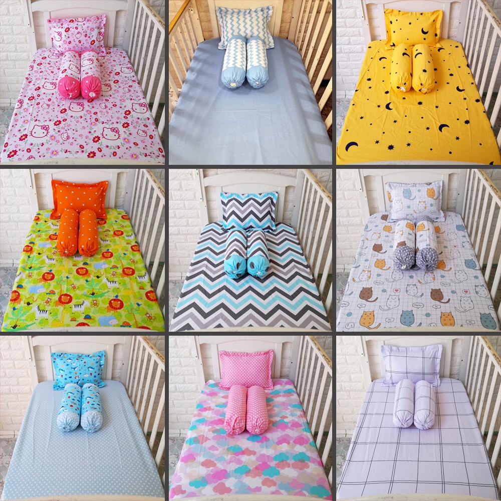 SET SPREI  BAYI Sarung Bantal Guling Baby Bed Boy Girl BOLA SR ukuran 120 x 80 atau 95 x65 cm akachan 120x80cm 96x65cm permak fit