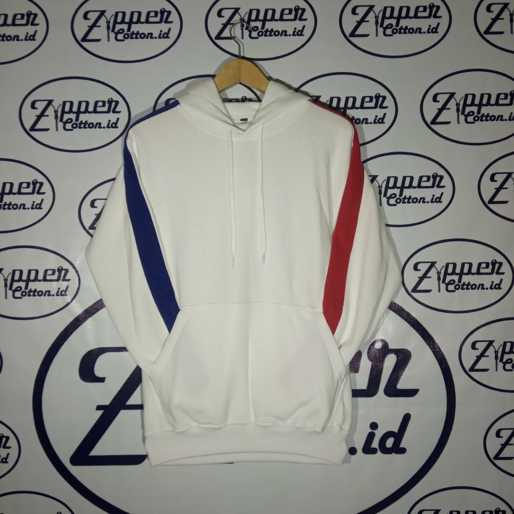 Jaket Hoodie Polos Putih Merah Biru Premium cwo/cwe