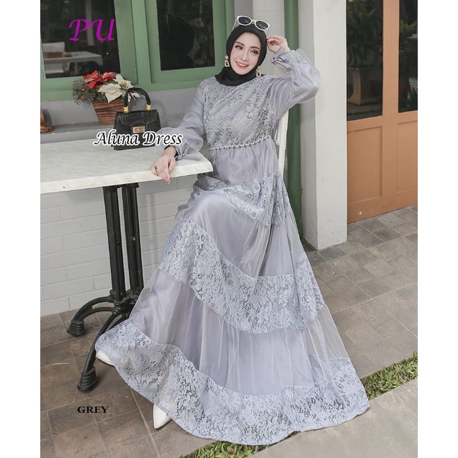 ALUNA Gamis pesta muslimah baju kondangan wisuda walimatul bridemaid