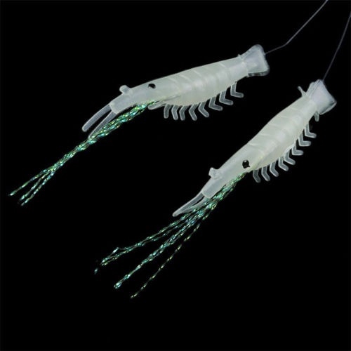 10pcs/2packs Sabiki Soft Rigs Fishing Lure Glow In The Dark Luminous Shrimp Bait False Lure Soft Worn Fake Lure Baits
