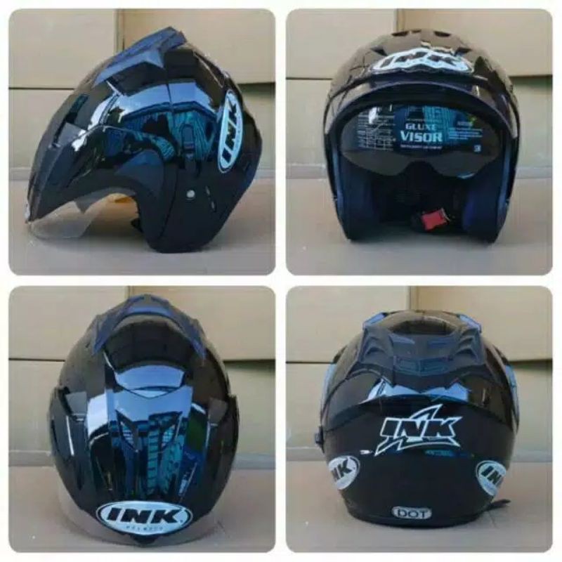 INK T1 DOUBLE VISOR WARNA HITAM METALIK
