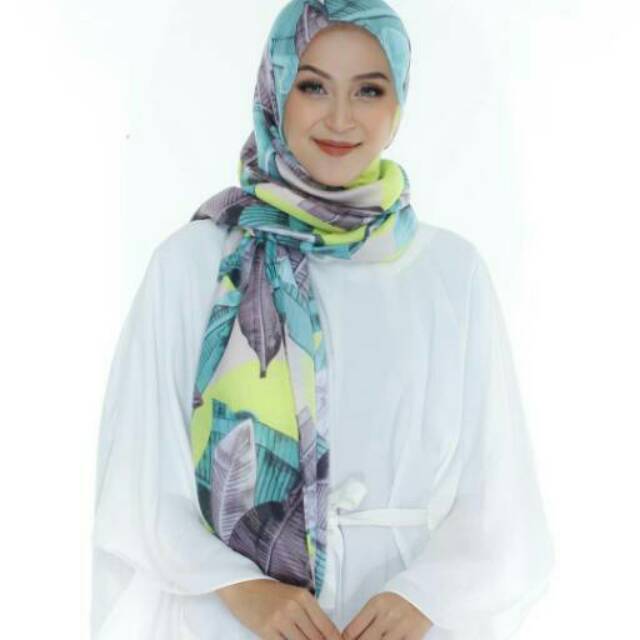 Hijab Pashmina katun turki premium with tassel daun hijau