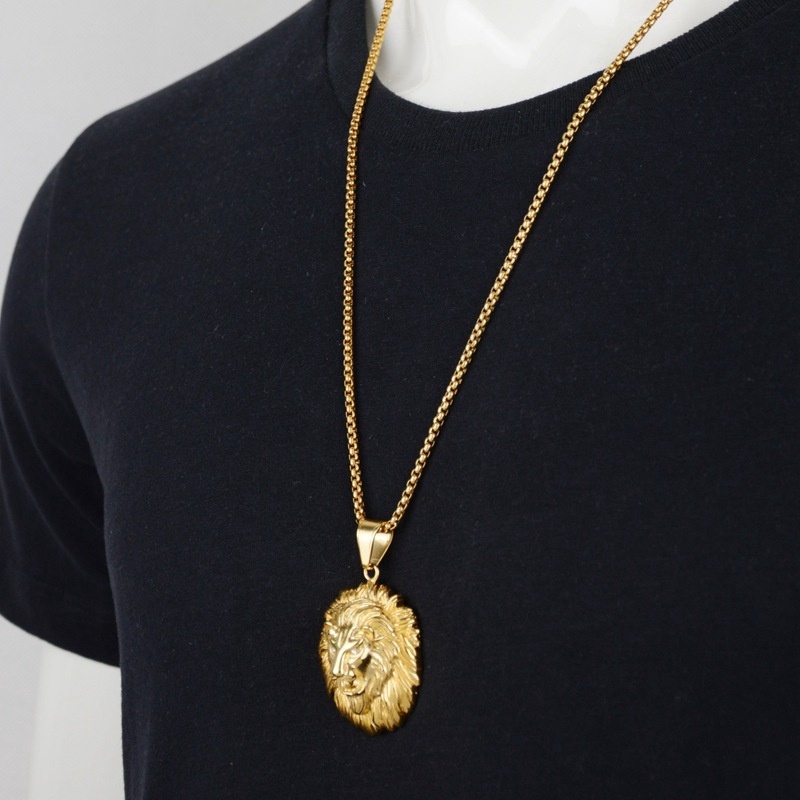 Fashion Pria Retro Mendominasi Lion Shape Liontin Kalung/Aksesoris Perhiasan Pesta