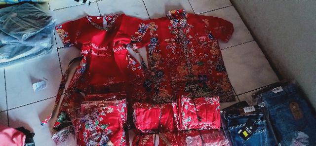 Dress Batik Couple Plus Anak Bunga Biru