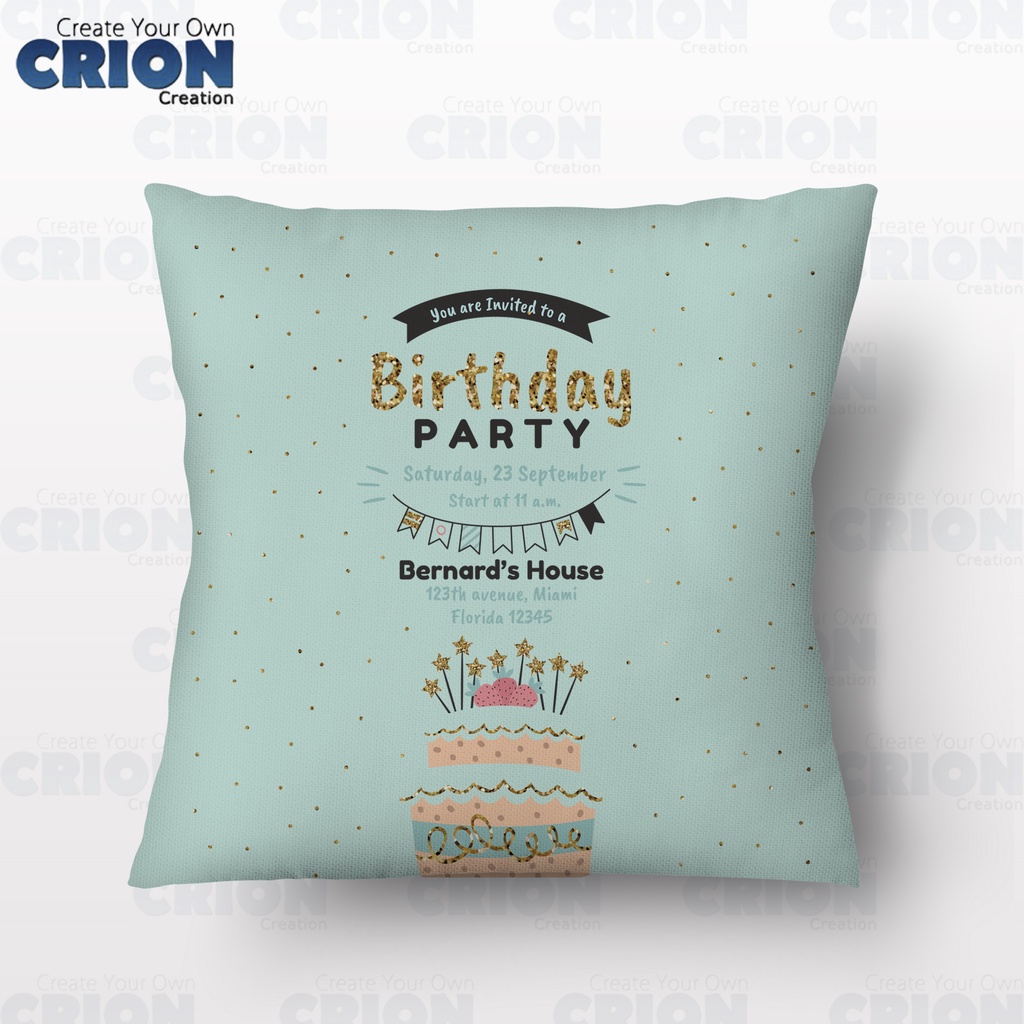 Bantal Happy Birthday - Bisa custom Nama - souvenir/kado - By Crion