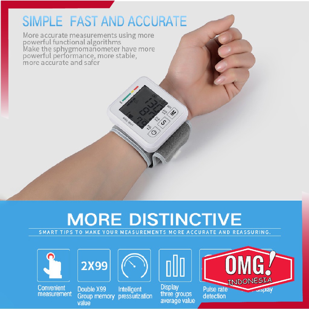 TENSIMETER DIGITAL LCD DISPLAY PENGUKUR TEKANAN TENSI DARAH PORTABLE BLOOD PRESSURE ELEKTRIK [ COD ]-4