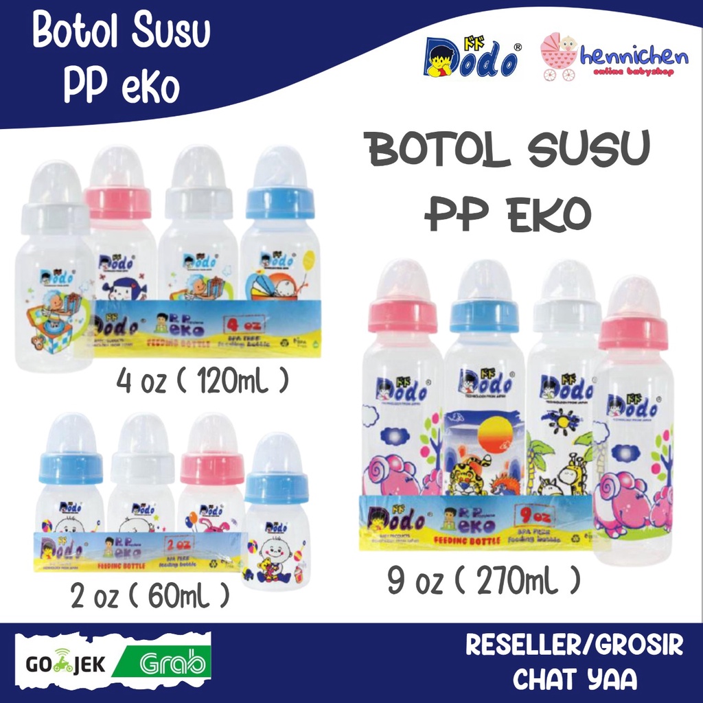 DODO BOTTLE PP EKO 2 OZ (60ml)/ 4 OZ (120ml) / 9 OZ (270ml) BOTOL SUSU BAYI BPA FREE 1 PCS