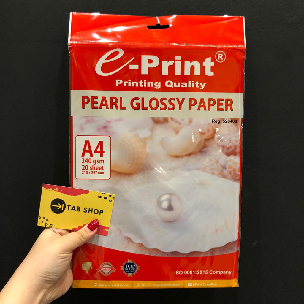 

TAB SHOP - E-PRINT PEARL GLOSSY PAPER 240 GSM 20 SHEETS A4 - E-PRINT KERTAS TEKSTUR MUTIARA MENGKILAP 240 GSM 20 LEMBAR