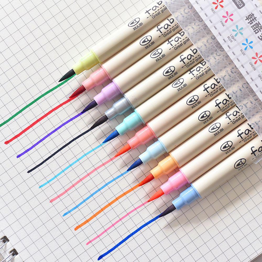 R-flower 10PCS / Set Pen Cat Air Multiwarna Untuk Perlengkapan Menggambar / Sekolah / Pemula