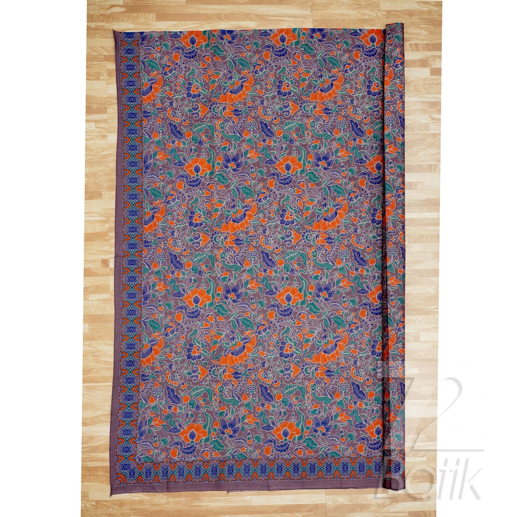 KAIN BATIK KATUN Premium Motif Kembang Alas Warna Coklat Tua Orange Biru Hijau 725331 Cap 72 Jarik Jarit Samping Kebat Panjang Batik Katun Modern Premium Bahan Seragam Batik Pernikahan Kantor Keluarga Murah Kamen Jadi Batik Bali Lembaran