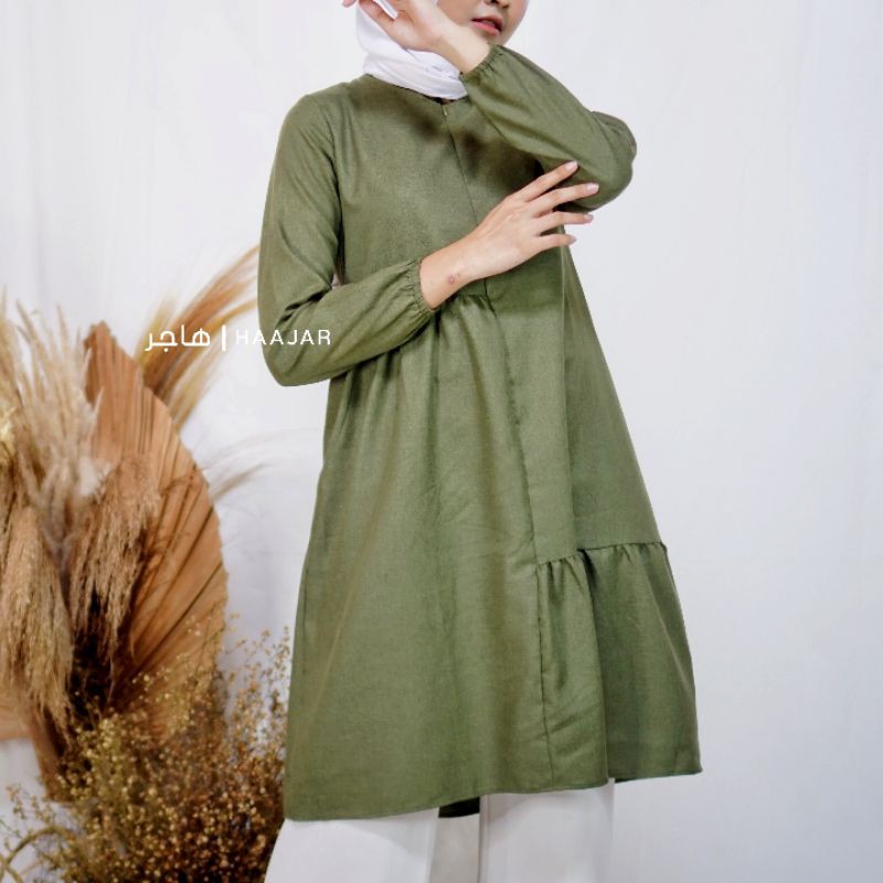 TIARA TUNIK warna army / atasan casual wanita bahan katun madinah