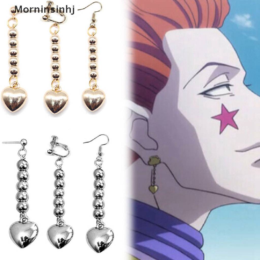 1 Pasang Anting Klip Desain Anime HUNTER Hisoka Bentuk Hati Bulat Untuk Hadiah