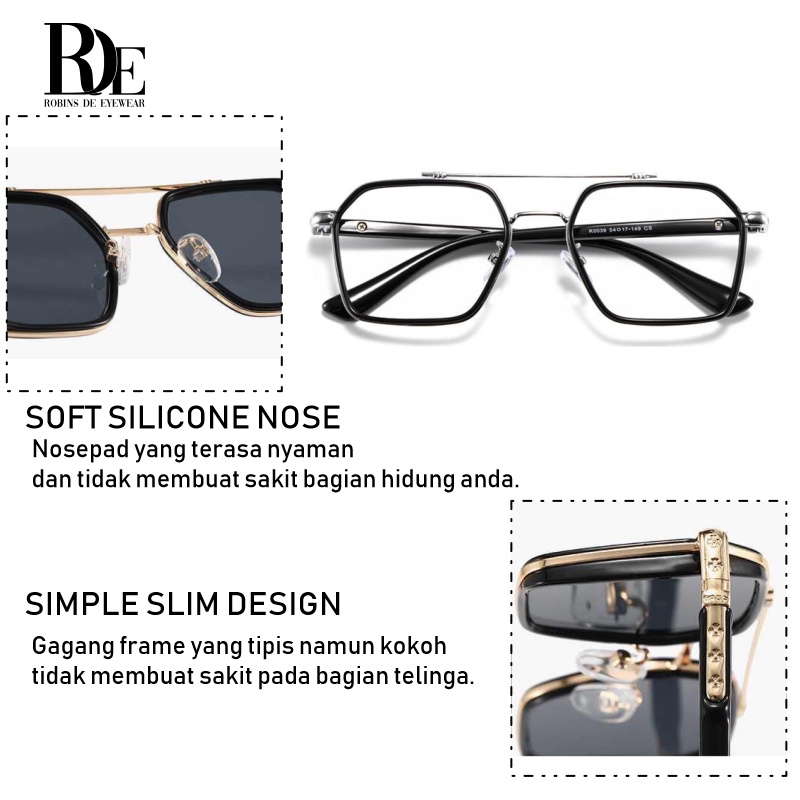 Robins Kacamata Anti Radiasi Komputer Frame Kacamata Tony Stark Iron Man Fashion Pria Wanita Bisa Minus Photocromic Bluecromic K0039-3
