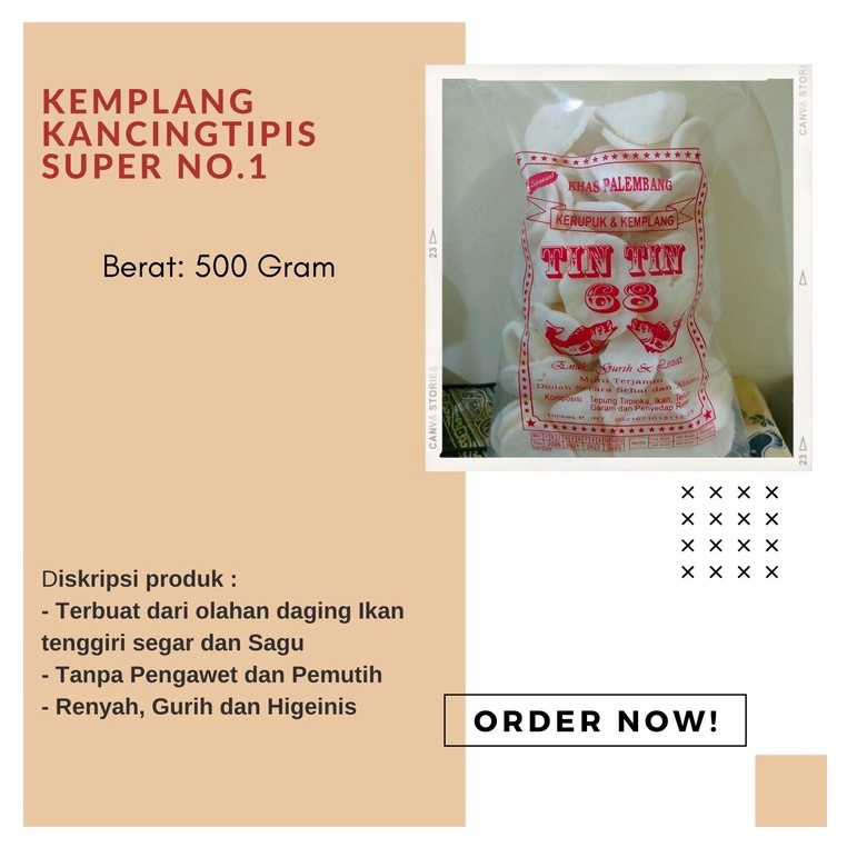 

Kemplang palembang kancing tipis super ikan tenggiri asli 500gram