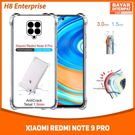 Case Crack Xiaomi Redmi Note 9 Pro Anti Fall Shockproof Casing Tahan Benturan Dengan Tebal 1.5mm