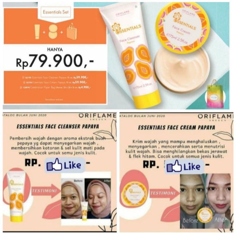 ESSENTIALS FACE CREAM PAPAYA ( satu paket )