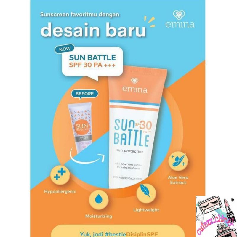 ☃Cutezz_Ching1☃Emina Sun Battle Spf 30 PA+++ -FUN SIZE 23ML