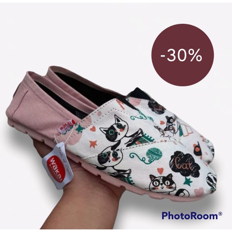 Sepatu WAKAI Kasual Slip On Pria Wanita Grade ORI Cat Peach