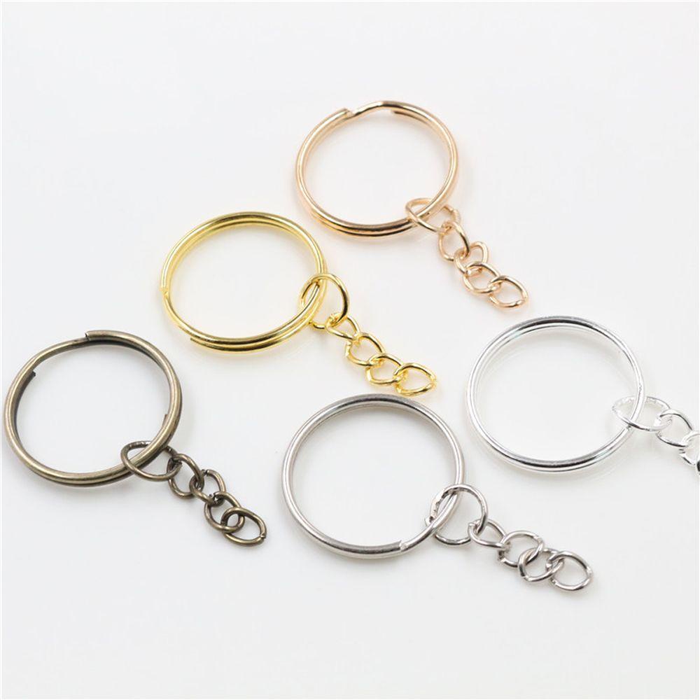 Lanfy Key Ring Fashion (Ukuran Cincin: 30mm) Bronze Rhodium Membuat Perhiasan Panjang Bulat Split Keychain