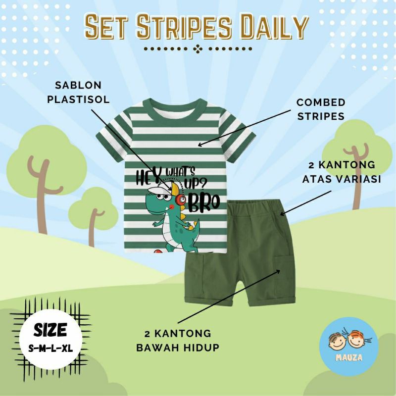 Setelan anak laki-laki/Set stripes daily/setelan stripe