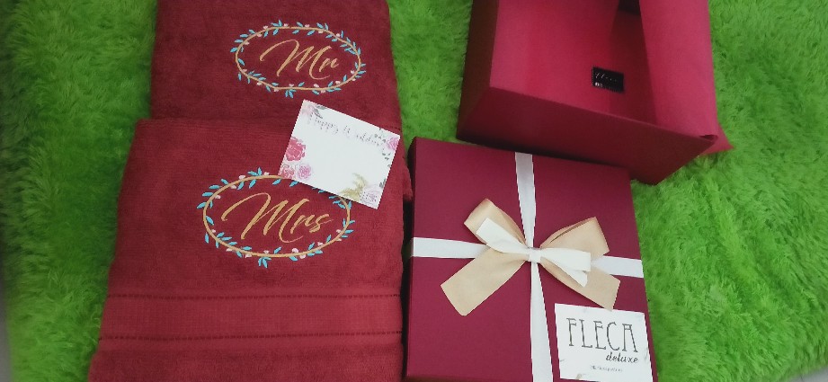 Giftset Handuk Fleca Deluxe Hamper 70x135 Ready Couple Kado Pernikahan Towel Mandi Hantaran Lamaran