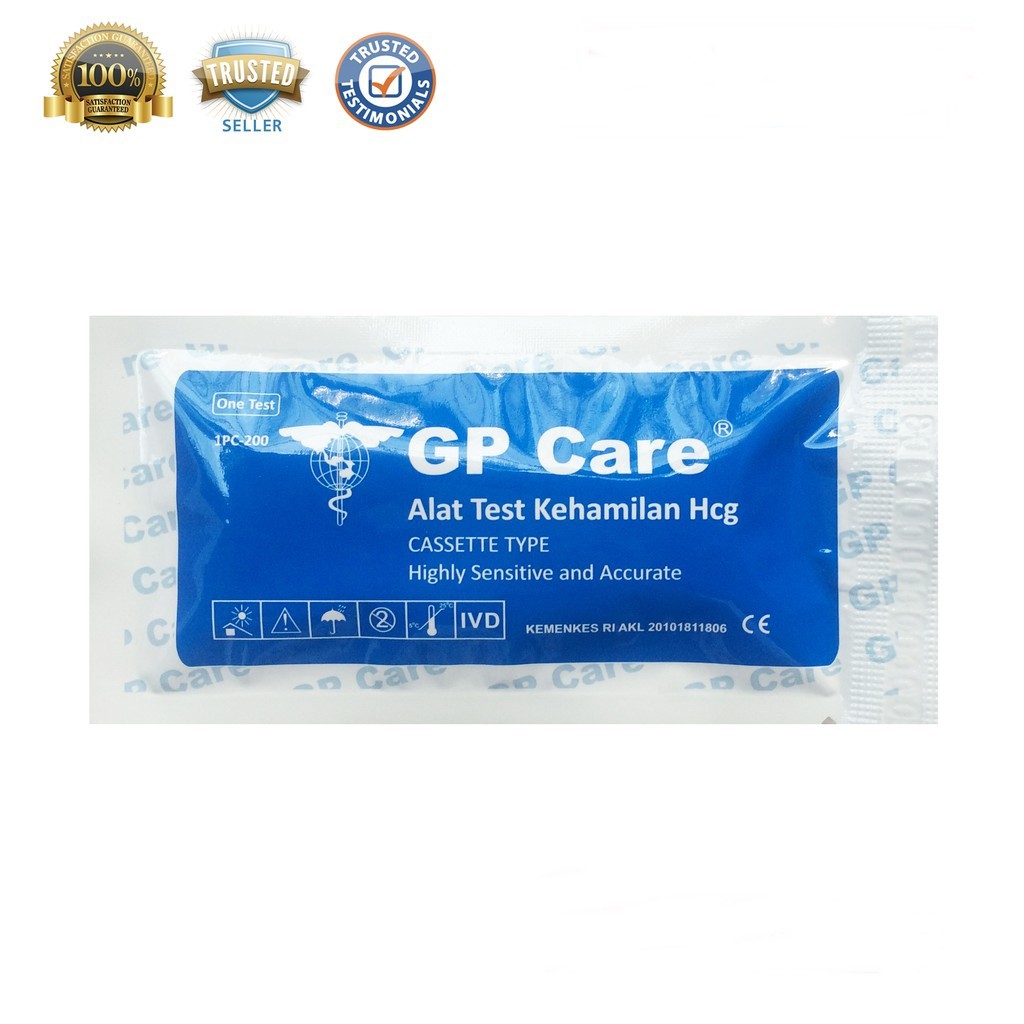 [Biru] 1 Set HCG tetes GP Care Alat Tes Kehamilan Testpack Tespek Cassette Type