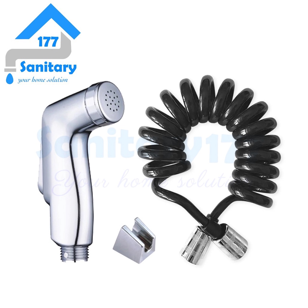 Jet shower Toilet Hitam 32B/C-semprotan air cebok kloset black bidet closet selang spiral telepon telephone minimalis spray sprayer