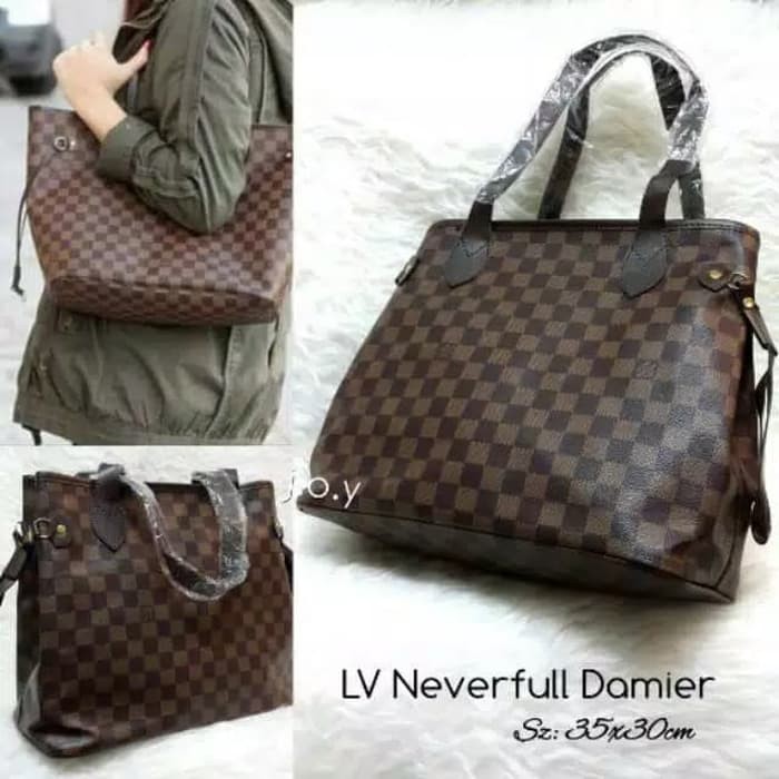 Tas Murah/Tas Wanita/Handbag/Tas Branded/Tas Grosir/LV Neverfull - Damier Kotak softstyle Mantap