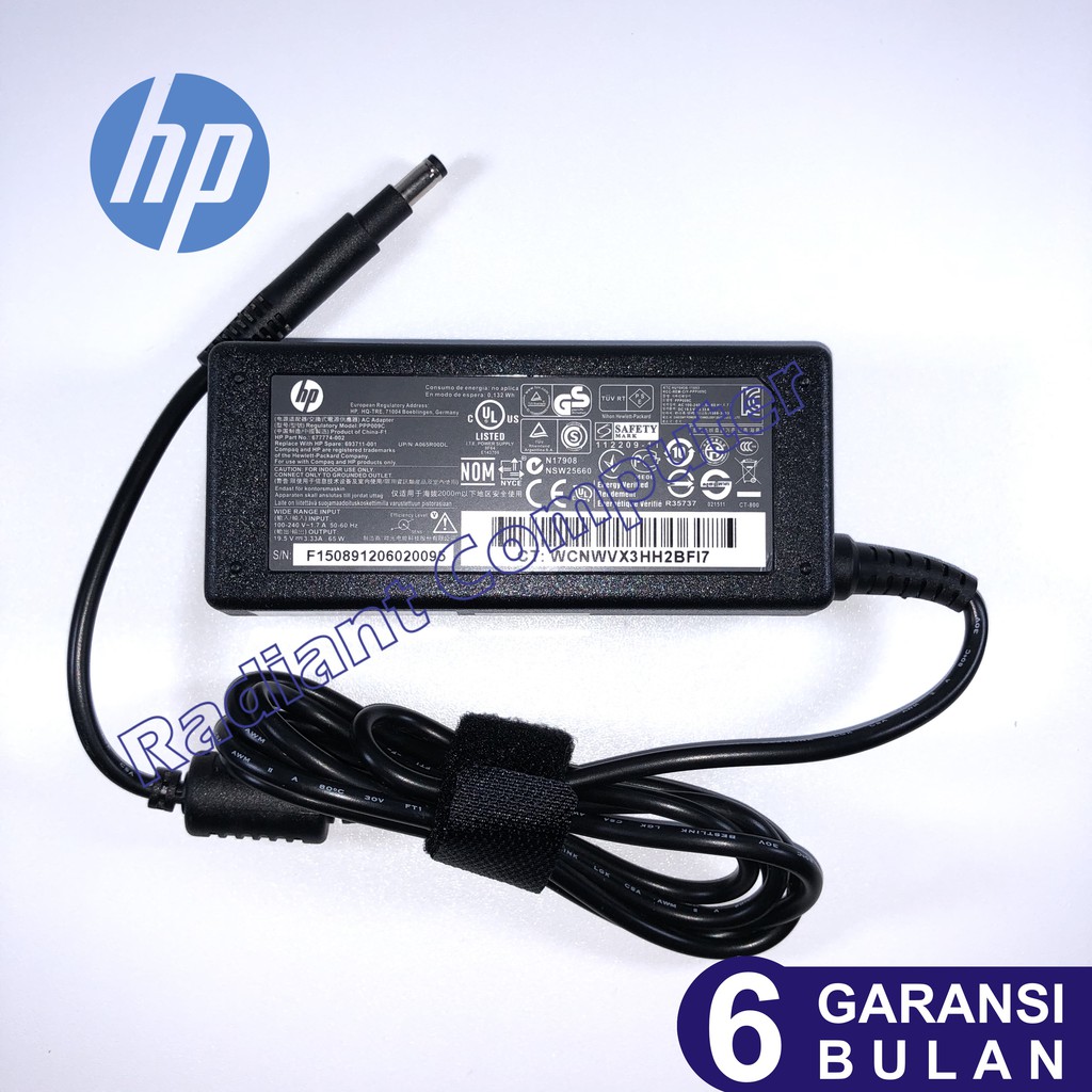 Adaptor Charger Original HP 19.5V 3.33A, 4.8*1.7mm untuk HP sleekbook