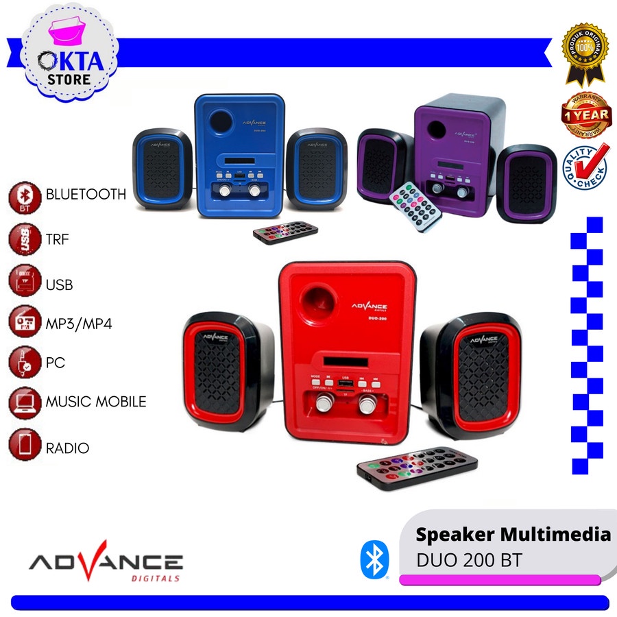 Advance Mini Speaker Bluetooth Multimedia Laptop DUO 026 040 096 200BT