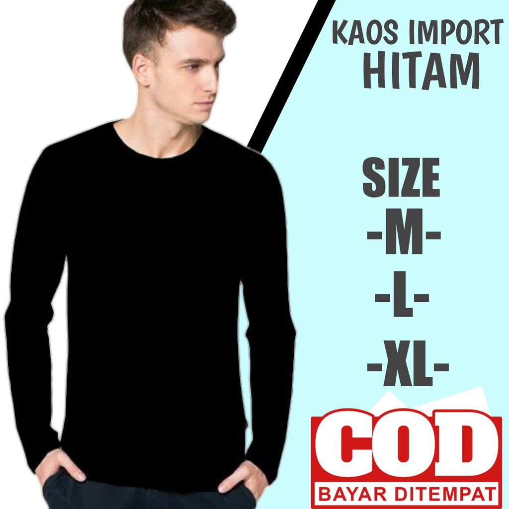 kaos hitam polos pria kaos hitam polos panjang kaos hitam polos lengan panjang kaos polos pria KE107