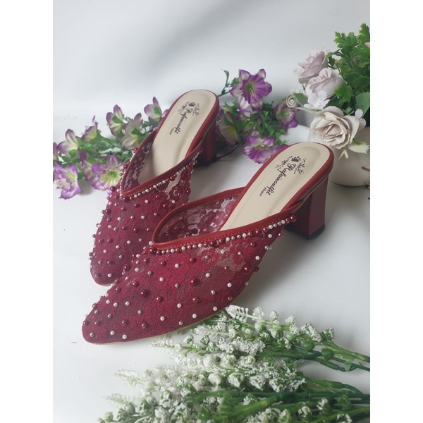 sepatu renitha merah marron tinggi 7cm tahu