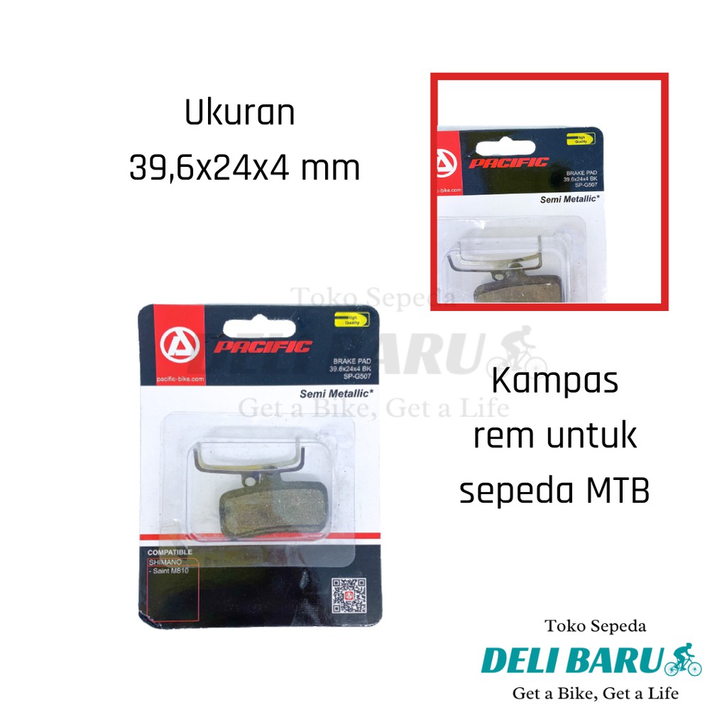 Kampas rem pacific 507 sepeda MTB model segi untuk cakram Shimano saint M810