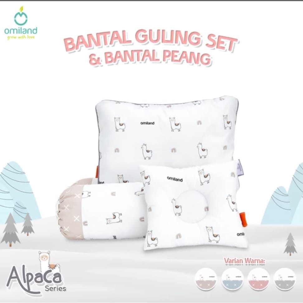 MOMS_ Omiland Bantal Guling Bayi Set Peang Alpaca Series Bahan Halus Tidak Berbulu - OB 37201-4