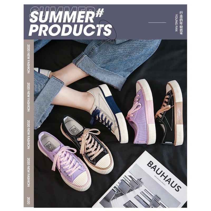 AXELINE IMPORT JOLY SEPATU SNEAKERS WANITA (FREE KAOS KAKI) PASTEL CANDY LILAC HITAM CREAM by axeline-6
