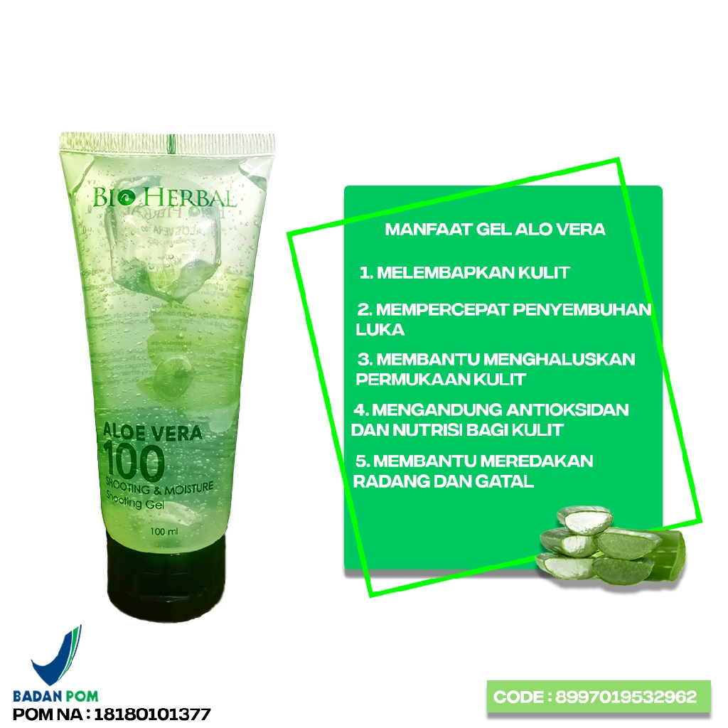 Aloe vera gel 100ml BIO HERBAL ALOEVERA TUBE Soothing &amp; Moisture BPOM