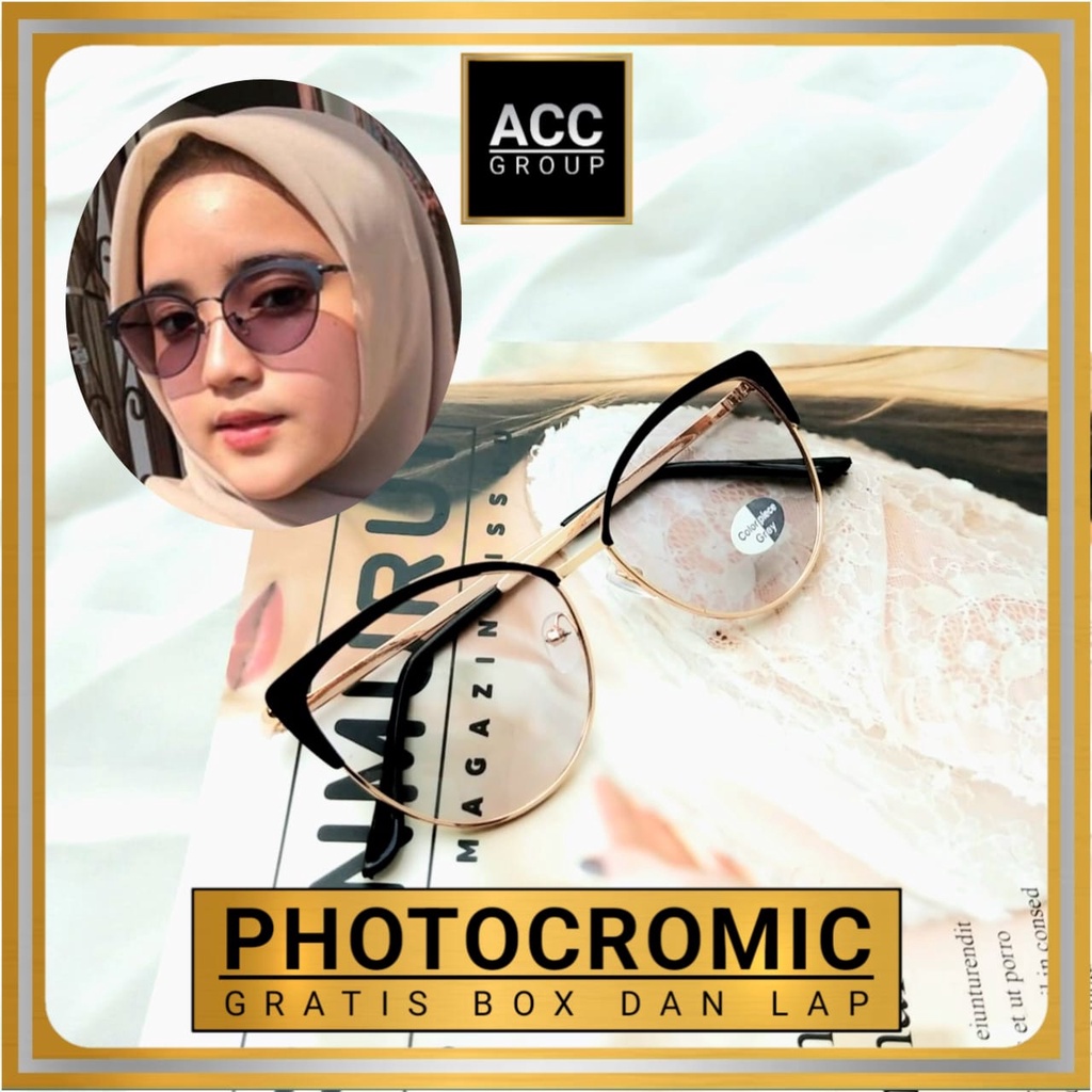 KACAMATA PHOTOCROMIC OVAL MODEL BARU TITANIUM KOREAN NEW WANITA PRIA PHOTOCROMIC STYLE VINTAGE