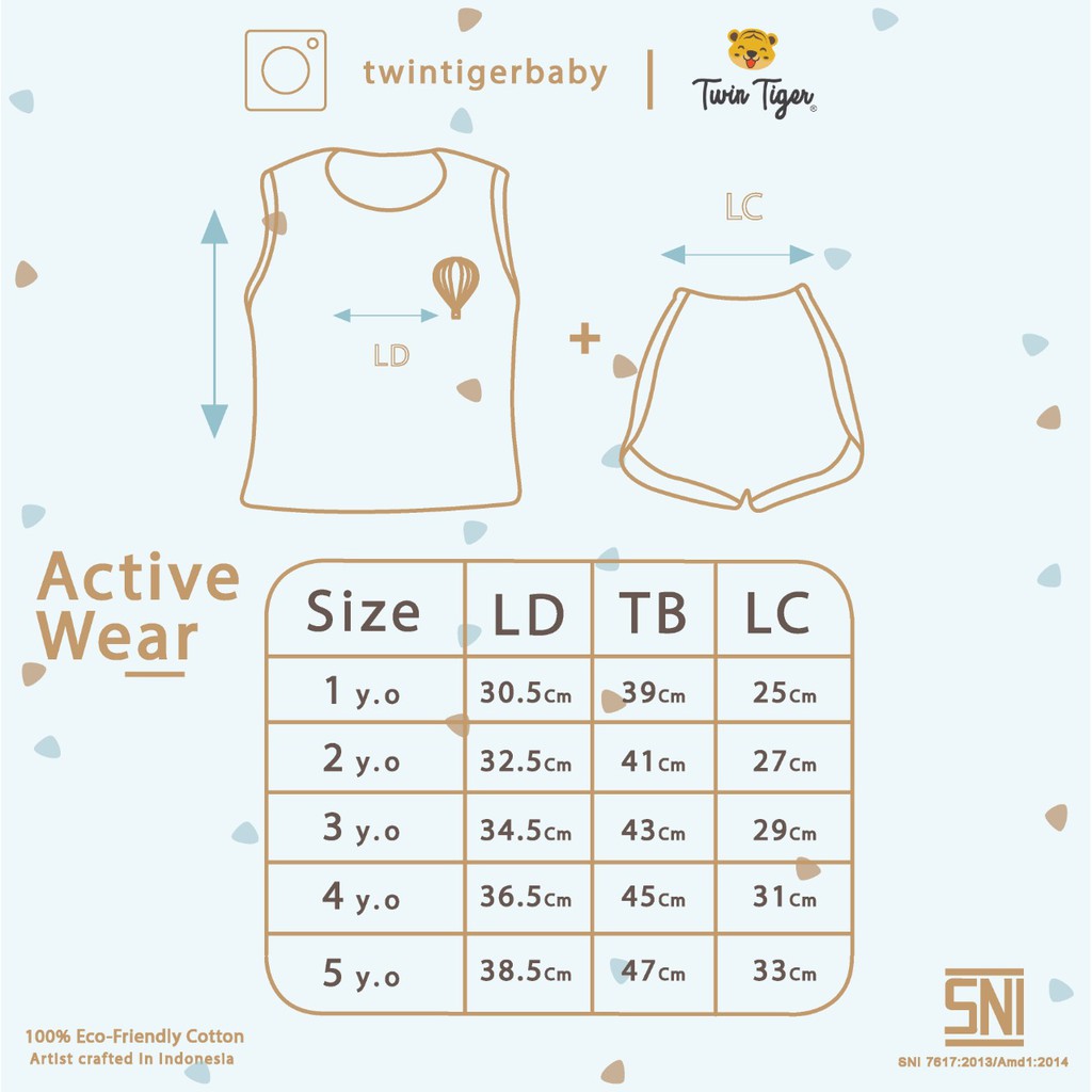 TWIN TIGER SLEEVELESS ACTIVE WEAR SETELAN KUTUNG ANAK 1-5 Tahun