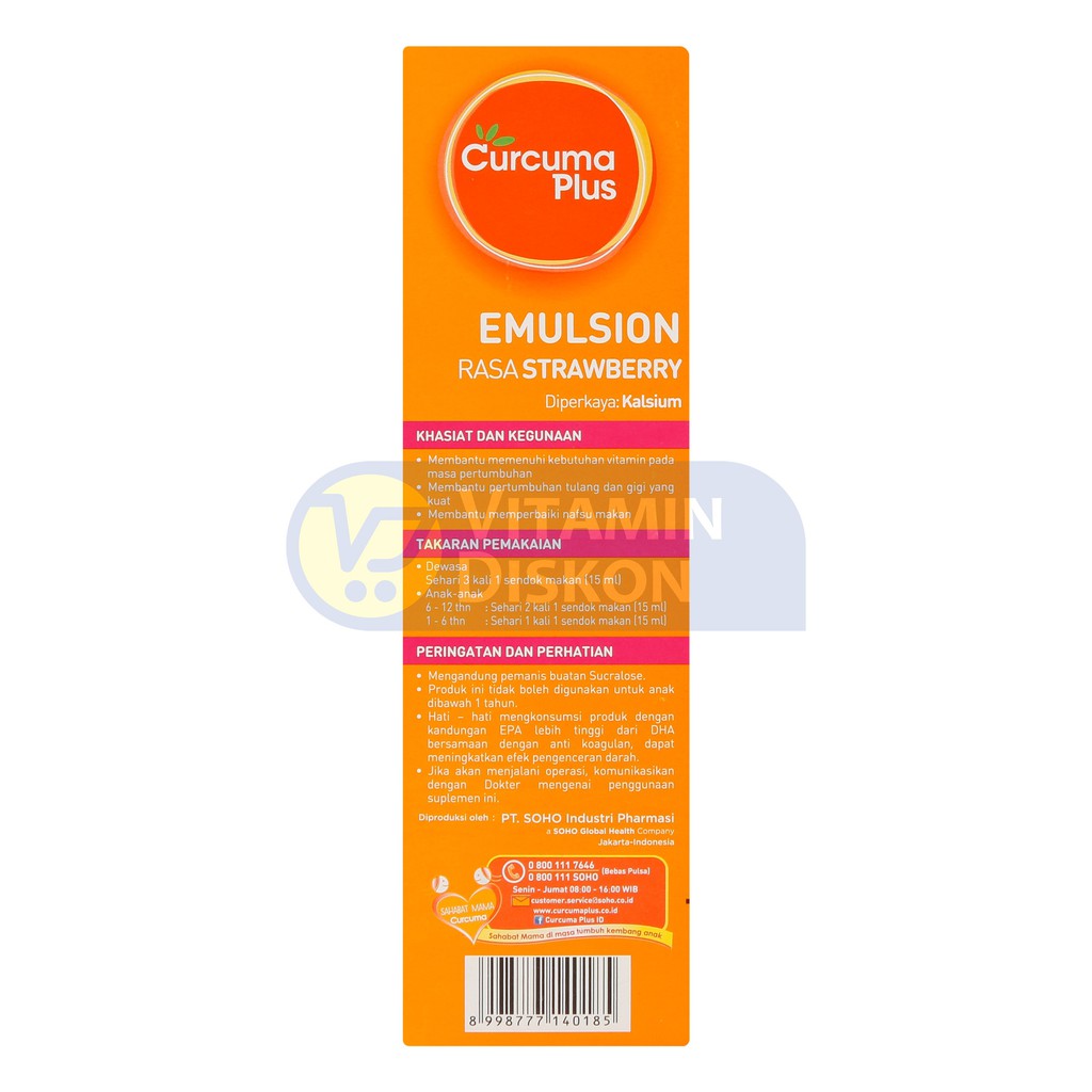 CURCUMA PLUS GROW STRAWBERRY 200 ML | Multivitamin, minyak ikan, memelihara daya tahan tubuh