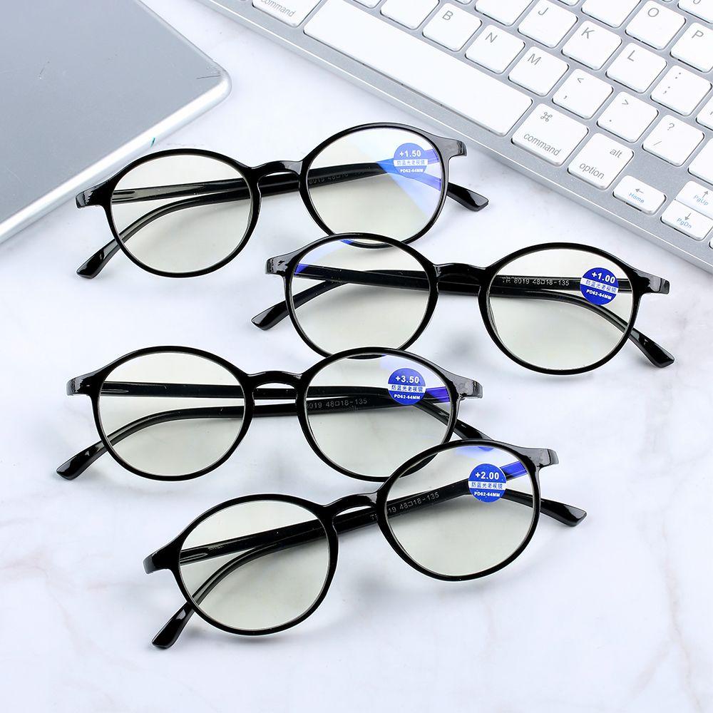 Populer Kacamata Baca Kekuatan+1.00~+ 4.00 Bingkai Bulat Kacamata Antifatigue Readers Presbyopia Eyeglasses