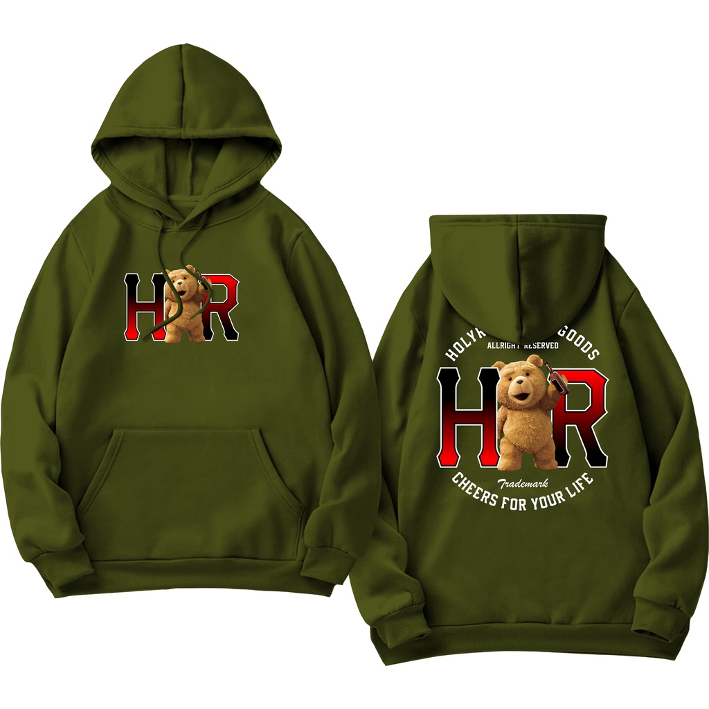 Holyrider Jumper Hoodie HR Beruang Cheers II Sweater Hoodie HLRD Sablon DTF Fleece Cotton M-XXL (Pria &amp; Wanita) Free stiker&amp;Gantungan Kunci