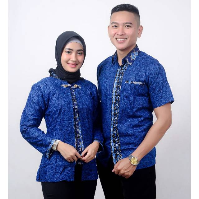 Couple batik Sarimbit Mega mendung biru