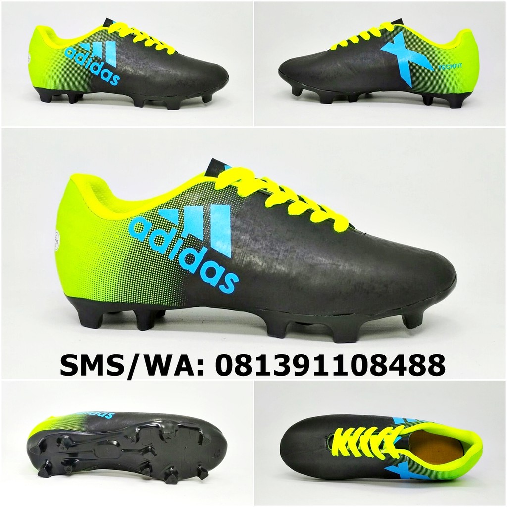 Sepatu Sepak Bola Anak Adidas X Techfit Hitam Hijau Stabilo Biru Terbaru 2018