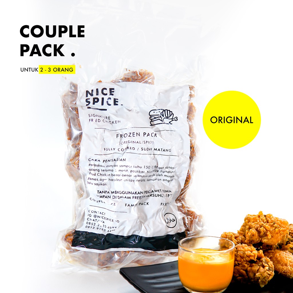 

Frozen Ayam Goreng Fried Chicken Tidak Pedas 250gr Merk Nice Spice