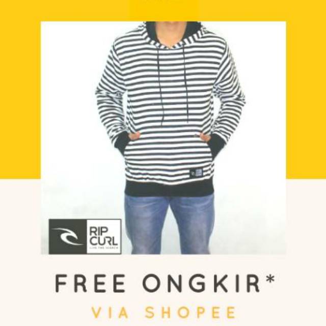 Sweater Hoodie Belang Stripe Hitam Putih