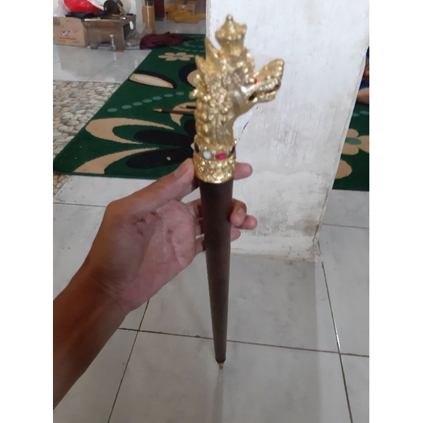 tongkat komando kayu galih kalimosodo top quality dg kepala naga wesi kuning