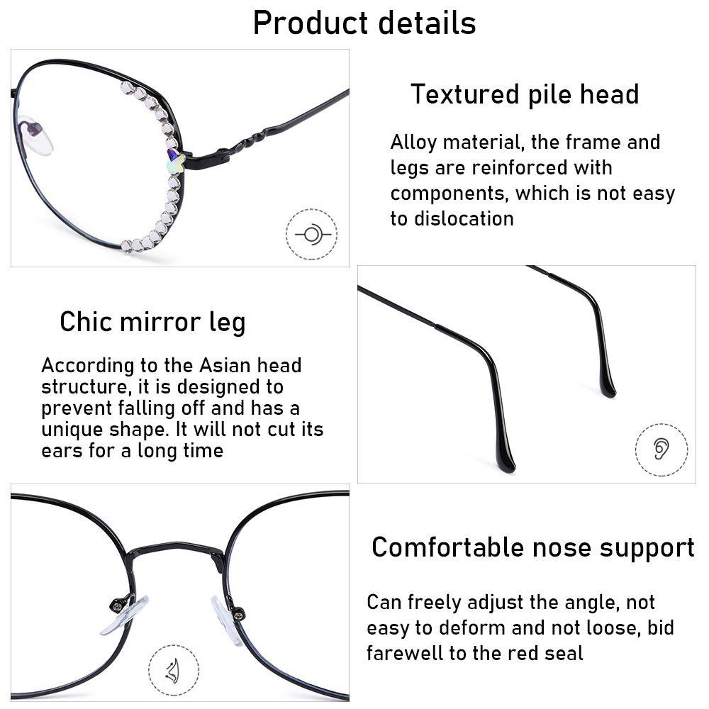 Populer Vintage Kacamata Persegi Visi Perawatan Wanita Fashion Spectacles Rhinestone Eyewear