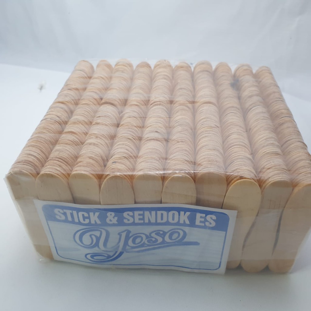 Stik sendok es krim kayu pendek ringan stick ice cream