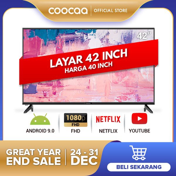 COOCAA 42 inch Smart LED TV - Android 9 - FULL HD - Netflix & Youtube - Wifi - Model 42S3G Limited