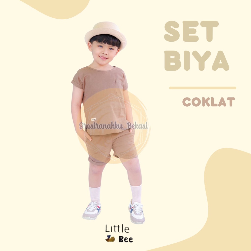 Setelan Anak Unisex Biya LittleBee Warna Coklat Size 1-5 Thn